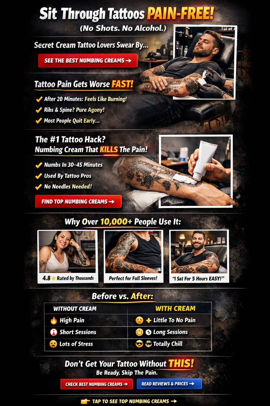 Tattoo numbing cream landing page preview